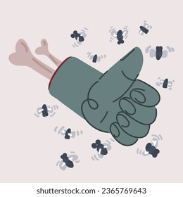 Cartoon vector illustration of Cartoon zombie hands thumb up sign