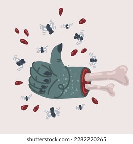 Cartoon vector illustration of Zombie like hand and fleis around