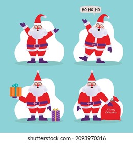 Cartoon vector illustrations of Santa Claus with different poses