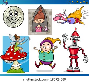 Cartoon Vector Illustrations Set of Fairytale or Fantasy Characters