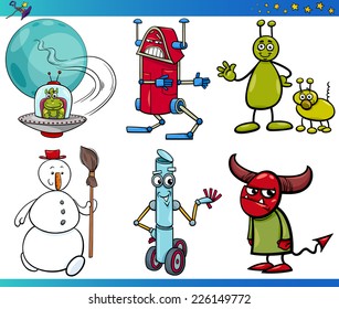 Cartoon Vector Illustrations Set of Fairytale or Fantasy Characters
