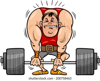 Cartoon Vector Illustrations of Strongman Athlete or Weightlifting Sportsman