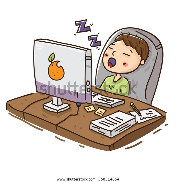 Cartoon Vector Illustrator Sleeping Work Stock Vector (Royalty Free ...