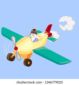 Cartoon vector illustrtion with plane and cat