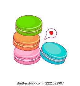 Cartoon vector ilustration of macaron fit for menu, label, cooking book, assets and collection. Vector illustration isolated on white background