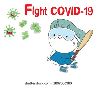 Cartoon Vector Image Doctors against COVID-19