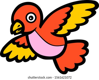 cartoon vector image of a flying bird, cute cartoon flying bird