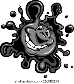 Cartoon Vector Image of a Happy Smiling Ink or Oil Spot