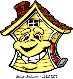 Cartoon Vector Image of a Happy Smiling House