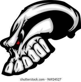 Cartoon Vector Image of a Skull with Mean Expression