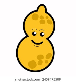 a cartoon vector image of a yellow bean with a smiley face.
