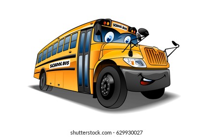 Cartoon and vector isolated character. Vector Illustration of a school bus.