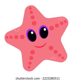 cartoon vector isolated cute baby pink starfish sea animal