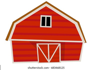 cartoon vector isolated farm house - barn / scene for children