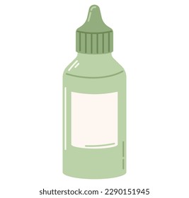 Cartoon Vector Isolated Flat Bottle with Cap with cosmetic or hygiene product.