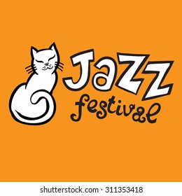 Cartoon vector jazz music festival logotype. For poster and print.