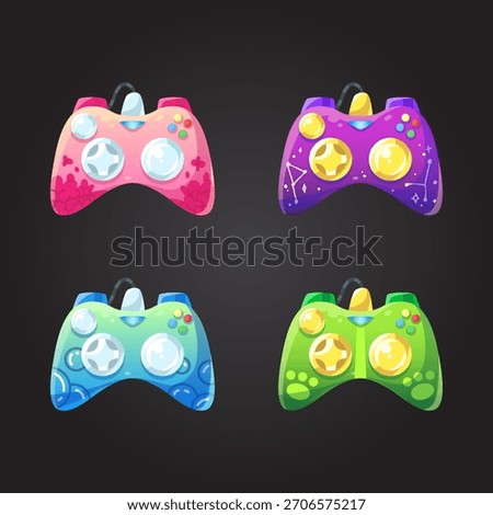 Cartoon vector joysticks of different colors