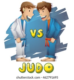 Cartoon vector judo sport with separated layers for game and animation, game design asset