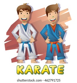 Cartoon vector judo sport with separated layers for game and animation, game design asset