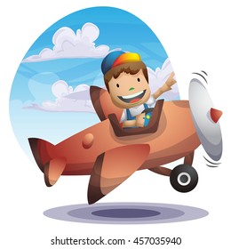 Cartoon vector kid on a plane background with separated layers for game and animation, game design asset