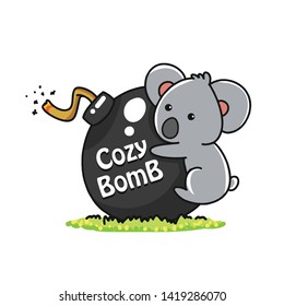 cartoon vector koala hug a bomb