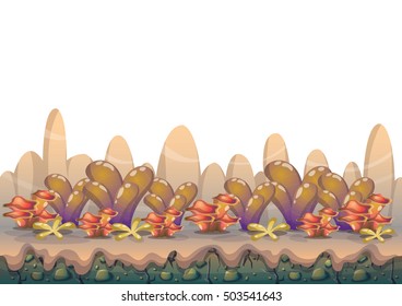 cartoon vector landscape with meteor background with separated layers for game art and animation game design asset in 2d graphic