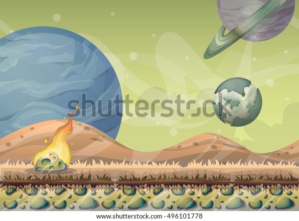 cartoon
vector landscape with meteor background with separated layers for
game art and animation design asset in 2d
graphic