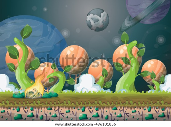 cartoon\
vector landscape with meteor background with separated layers for\
game art and animation design asset in 2d\
graphic