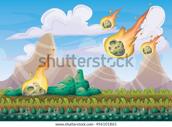 cartoon
vector landscape with meteor background with separated layers for
game art and animation design asset in 2d
graphic