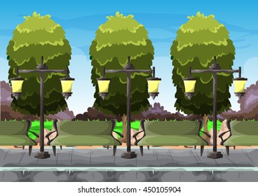 cartoon vector landscape with separated layers for game and animation, game design asset