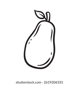 Vector de dibujos animados línea arte doodle de aguacate objeto de frutas y símbolos.