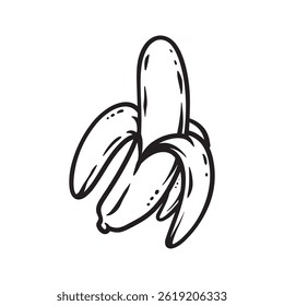 Cartoon Vektor Linie Kunst Doodle von Bananenfrucht Objekt und Symbole.