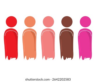 Cartoon vector of lipstick color smudged in various colours. Drawing illustration for makeup design elements and cosmetic branding