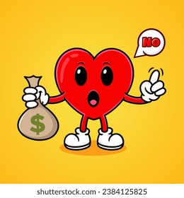 cartoon Vector of love with a money bag, funny, cute