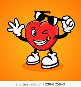 ilustración de dibujos animados del amor con gafas abiertas, graciosas, lindas, geniales.