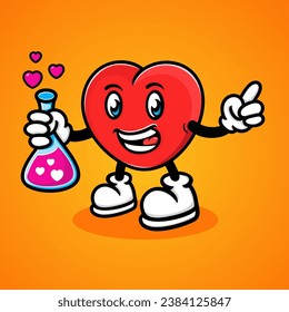 cartoon Vector of love with love potion, funny, cute, cool.