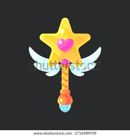 Cartoon vector magic wand with wings