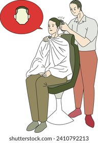 Cartoon vector man cutting hair