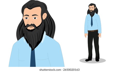 Cartoon Vector Man in Formal Attire – Standing Male Character Illustration