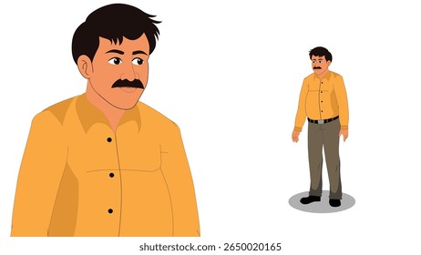 Cartoon Vector Man in Formal Attire – Standing Male Character Illustration