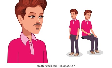 Cartoon Vector Man in Formal Attire – Standing Male Character Illustration