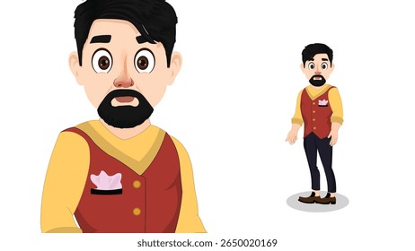 Cartoon Vector Man in Formal Attire – Standing Male Character Illustration
