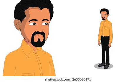 Cartoon Vector Man in Formal Attire – Standing Male Character Illustration