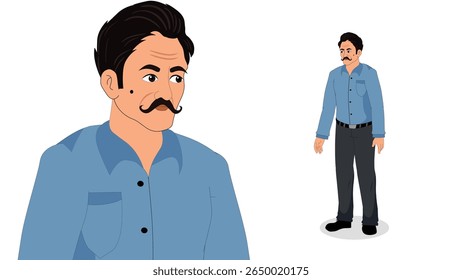 Cartoon Vector Man in Formal Attire – Standing Male Character Illustration