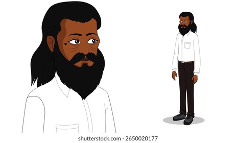 Cartoon Vector Man in Formal Attire – Standing Male Character Illustration