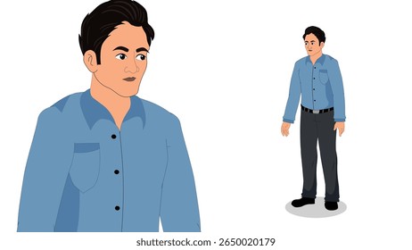Cartoon Vector Man in Formal Attire – Standing Male Character Illustration
