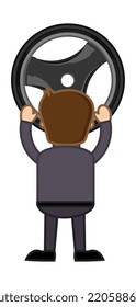 Cartoon Vector - Man Holding Steering