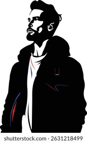 Cartoon vector of a man walking his dog in a modern urban setting, ideal for pet care themes, blogs, and dog lover merchandise.