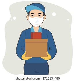 Cartoon-Vektorgrafik des Menschen, der zu liefern arbeitet.
