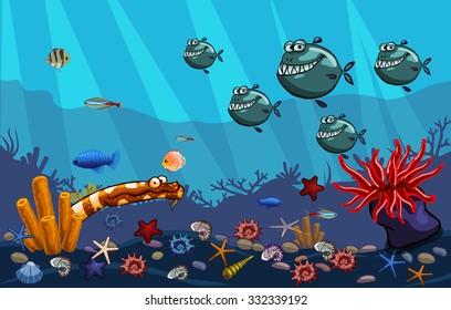 cartoon vector marine inhabitants